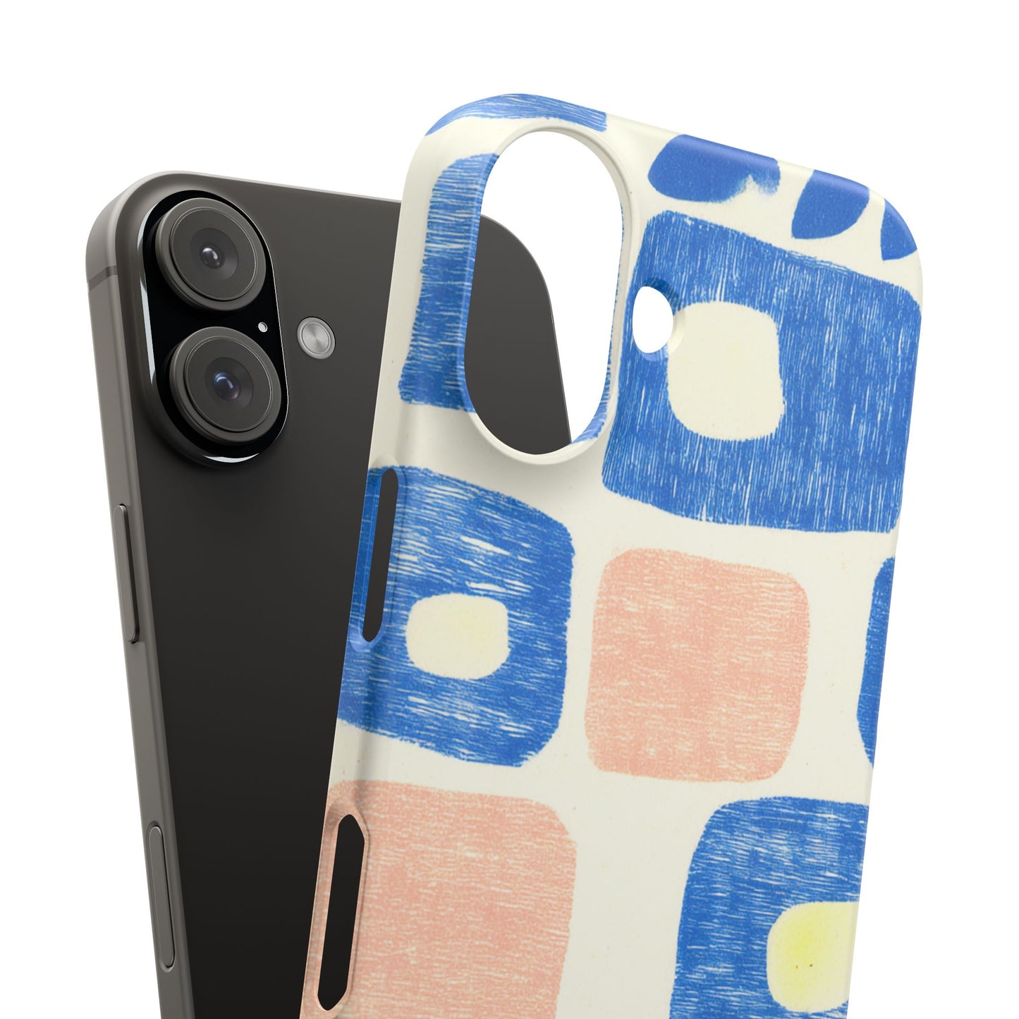 Mid-Century Blue & Coral Abstract Phone Case – Artistic Snap Case
