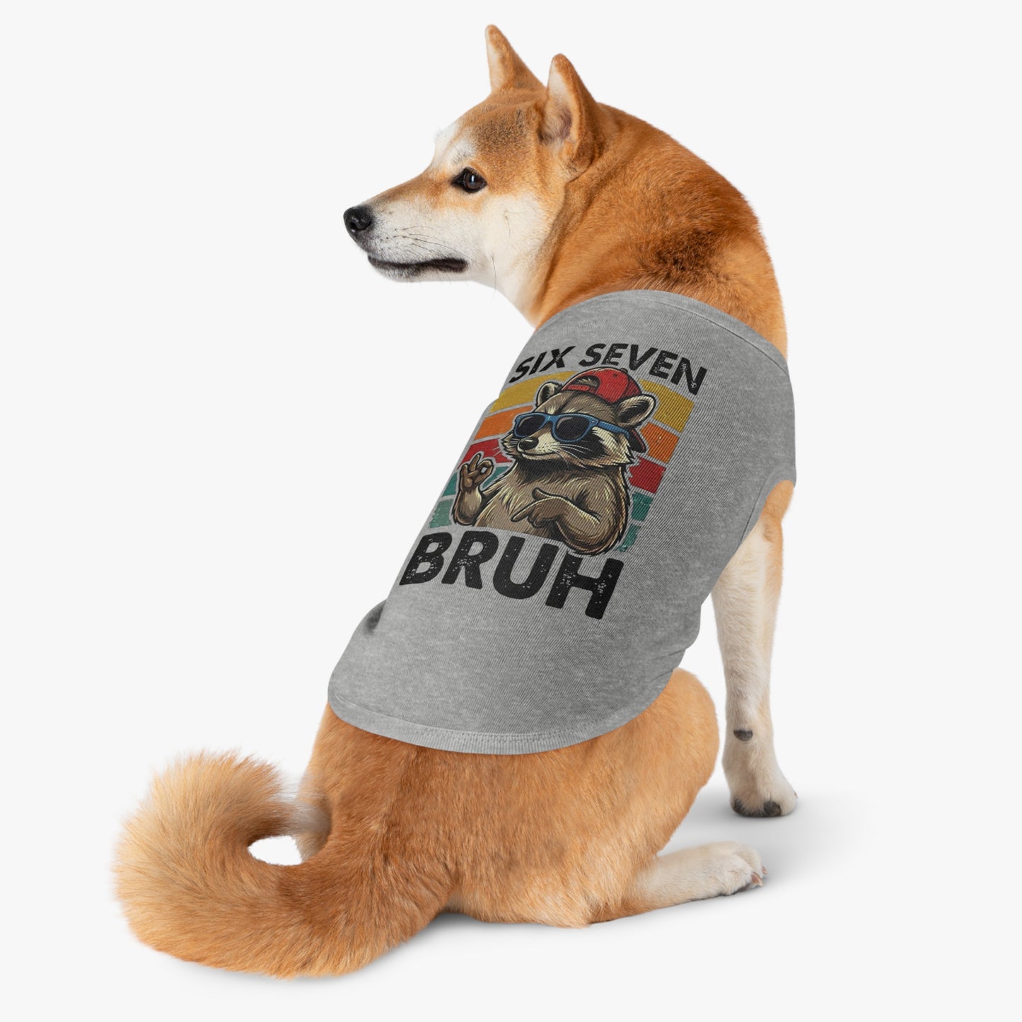 Retro 'Six Seven Bruh' Raccoon Pet Tank Top