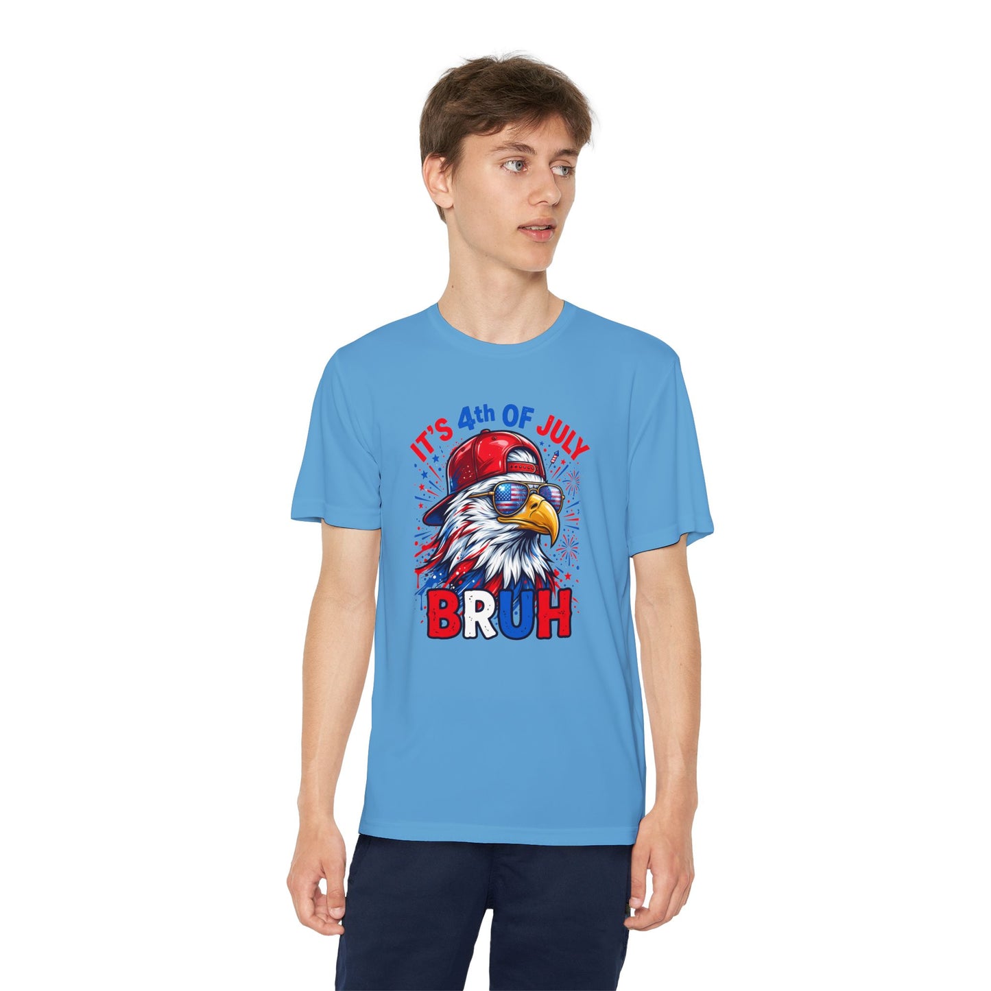 4th of July Eagle Youth T-Shirt - "It's 4th of July BRUH" Patriotic Kids Tee