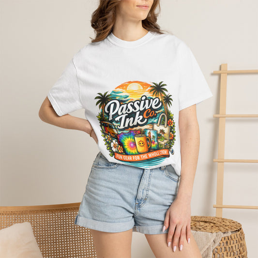 T-Shirt — Tropical "Passive Ink Co." Sunset Graphic Tee