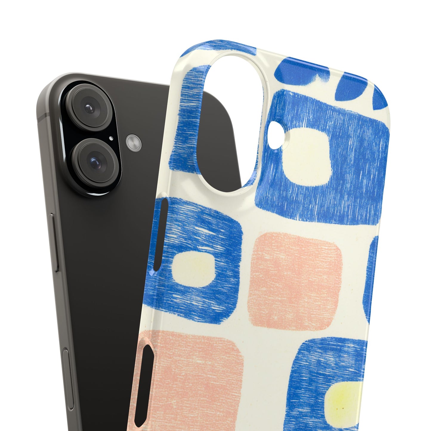 Mid-Century Blue & Coral Abstract Phone Case – Artistic Snap Case
