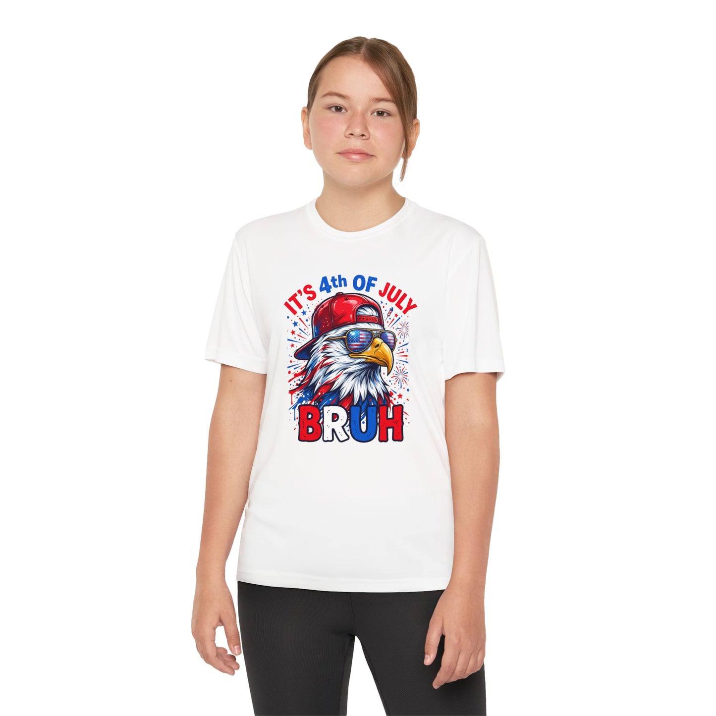 4th of July Eagle Youth T-Shirt - "It's 4th of July BRUH" Patriotic Kids Tee