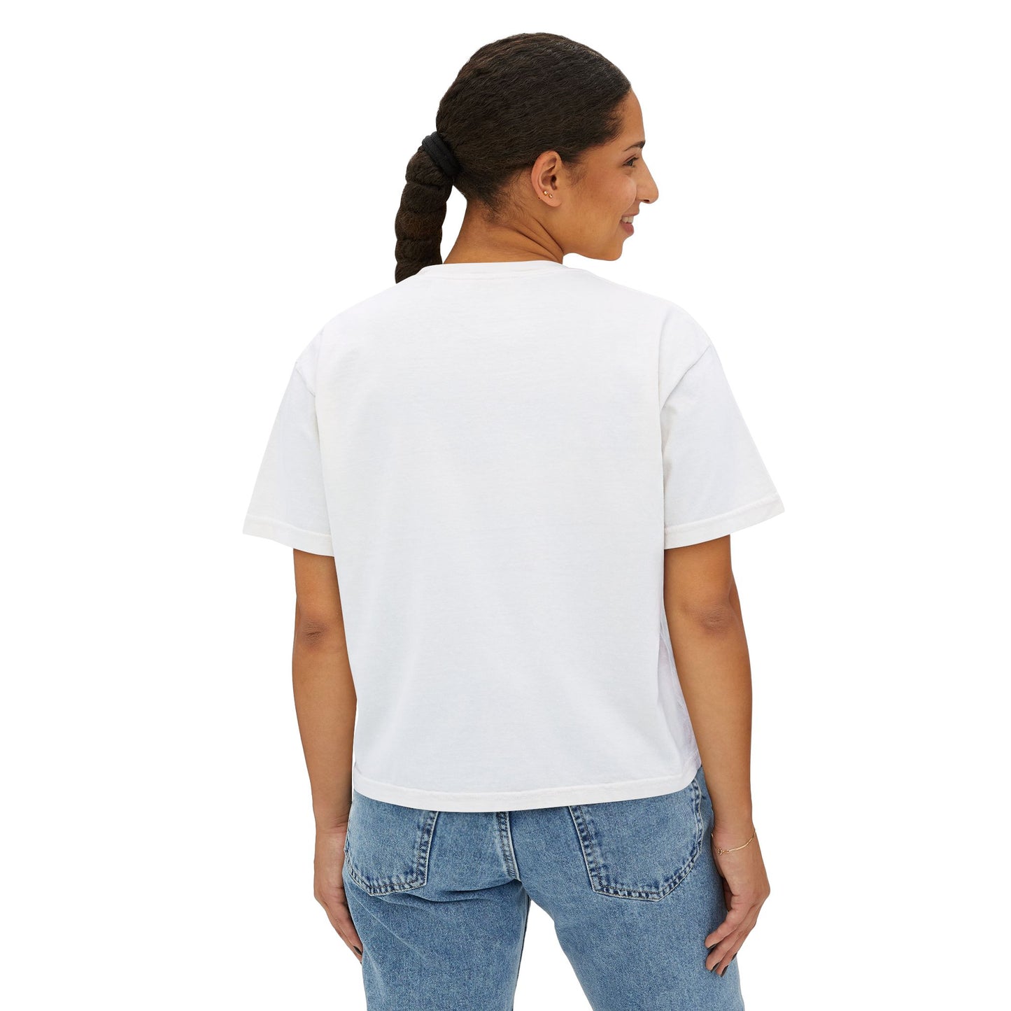 Motherhood Boxy Tee — Vintage Blue Striped Mom Shirt