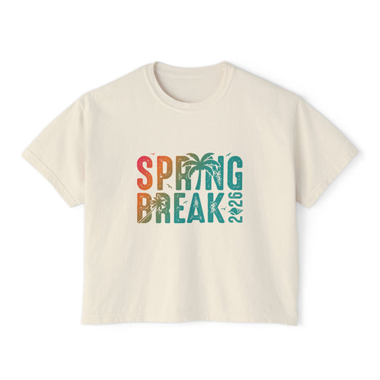 Spring Break 2026 Women's Boxy Tee — Tropical Palm Vacation Shirt
