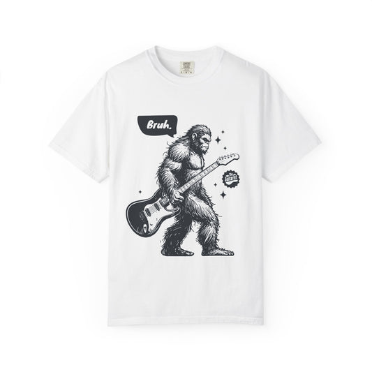 Bigfoot Guitar T-Shirt — 'Bruh' Sasquatch Rock Tee