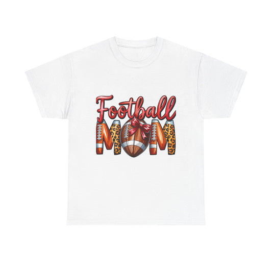 Football Mom T-Shirt — Leopard Print & Bow Football Mom Tee