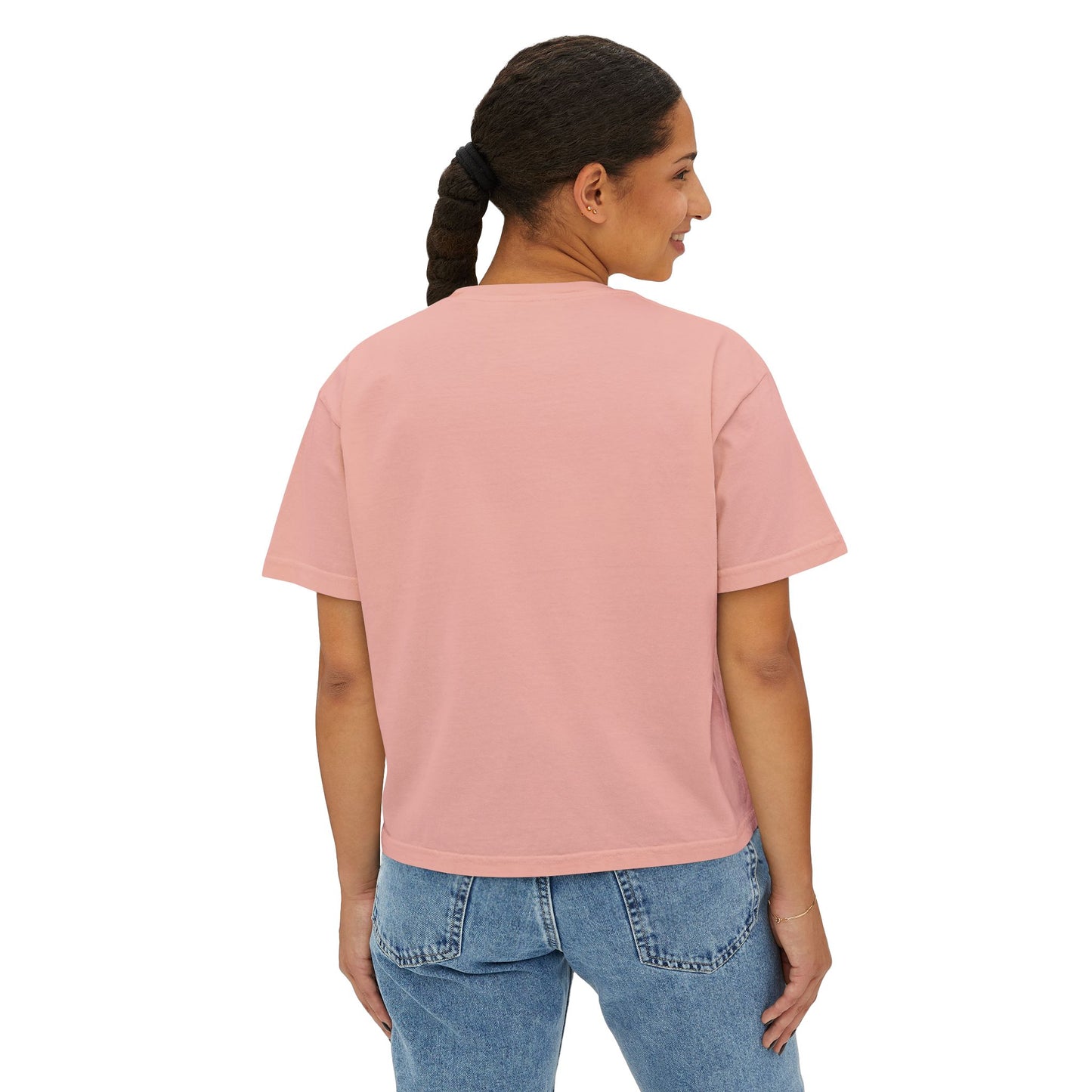 Motherhood Boxy Tee — Vintage Blue Striped Mom Shirt