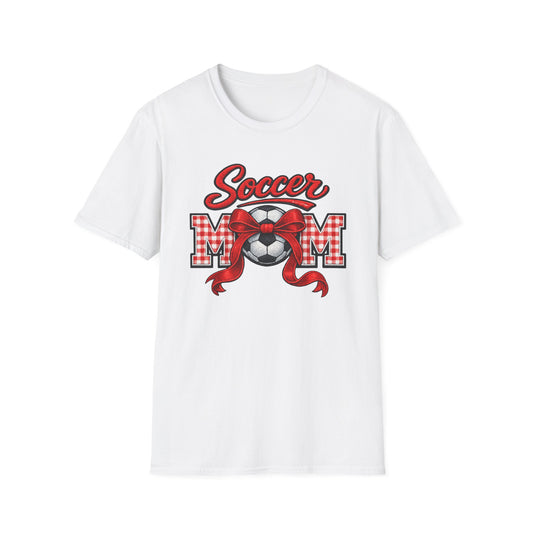 Soccer Mom T-Shirt — Red Plaid Soccer Ball Mom Tee