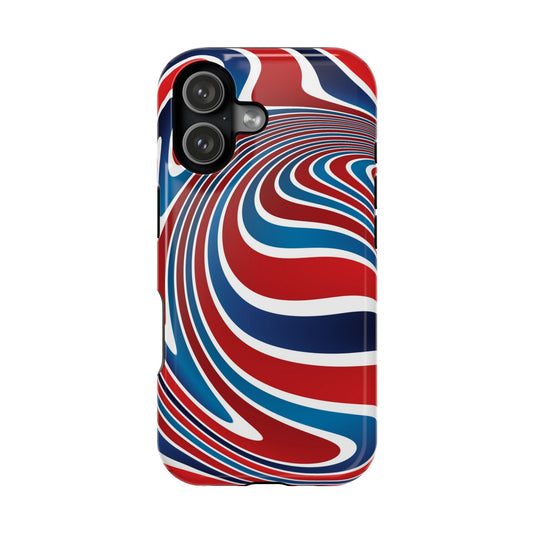 Patriotic Red White & Blue Swirl Phone Case — Magnetic Impact-Resistant Protection