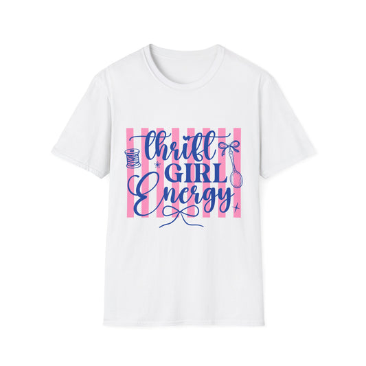 Thrill Girl Energy T-Shirt — Pink Stripe Girly Graphic Tee