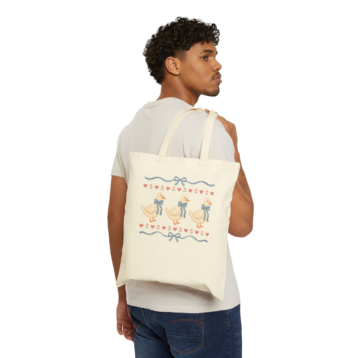 Tote Bag — Cute Duck Pattern Cotton Canvas Tote